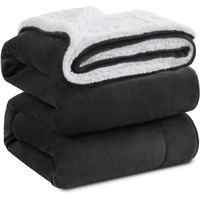 Kawahome Sherpa Fleece Queen Size Blanket For Bed - Extra Warm And Heavy Thick Blankets For Winter, Super Soft 500Gsm Plush Blanket, 90""X 90"" Dark Grey