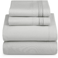 Hearth & Harbor Queen Size Sheets - 4 Piece Bed Sheet Set, Hotel Luxury Double Brushed Bed Sheets - Extra Soft Bedding Sheets & Pillowcases, Queen, Silver Grey