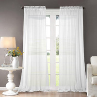 Dreaming Casa Solid Sheer Curtains Draperies White Rod Pocket 2 Panels 52"" W X 96"" L
