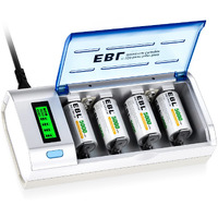 Ebl 906 Smart Charger For Aa Aaa C D 9V Rechargeable Batteries With 4 Pieces 5000Mah C Rechargeable Batteries