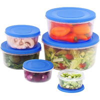 Milton Mixing Bowl Set With Lids; Kitchen Food Storage Containers, Plastic Airtight Nesting Stackable Meal Prep, 6 Bowls & 6 Covers; No Spill Leakproof Lightweight - For Baking, Salad, Picnic (Blue)