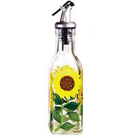 Grant Howard Hand Painted Square Cruet With Pourer, Sunflowers, 6 Oz., Multicolor