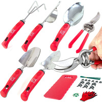 Wellmax Garden Tools Set Of 12 With Gardening Gloves, Pruning Shear And 7 Piece Stainless Steel Hand Digging Tool Heavy Duty Kit