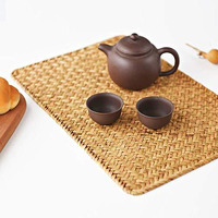 4 Pack Rectangular Woven Placemats, Natural Seagrass Place Mats, 17"" X 12"", Rattan Wicker Table Mats For Dining Table