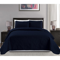 Mk Collection King/California King Over Size 118""X106"" 3 Pc Diamond Bedspread Bed-Cover Embossed Solid Navy Blue New