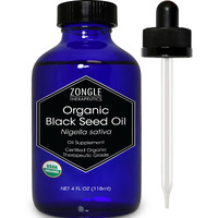 Organic, Black Seed Oil, Cold Pressed, For Hair, Face, Immune Support- 100% Pure, Black Seed Oil, By Zongle Therapeutics, 4 Oz
