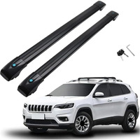 Motorfansclub Lockable Roof Rack Cross Bars Fit For Jeep Cherokee 2014 2015 2016 2017 2018 2019 2020 2021 2022 2023 Cargo Luggage Rack Rail Aluminum (Doesn'T Fit For Grand Cherokee!!)