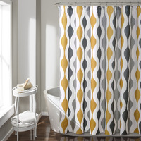 Lush Decor Mid Century Geo Shower Curtain, 72"" X 72"", Gold & Gray