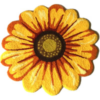 Syhonic Handmade Sunflower Rug Mat 25  25 Inch Flower Shape Floor Mat Washable Non-Slip Bath Mat Floor Rugs For Bedroom,Living Room,Kitchen,Bathroom(Yellow)