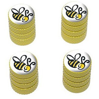 Graphics & More Bumble Bee - Tire Rim Wheel Valve Stem Caps - Yellow
