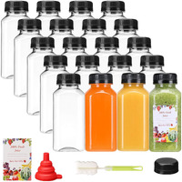 Superlele 20Pcs 8Oz Juice Bottles, Empty Plastic Reusable Water Bottle, Clear Bulk Drink Containers With Black Tamper Evident Lids For Juicing, Smoothie, Drinking And Other Beverages