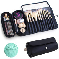 Warmstore Makeup Brush Bag, Travel Makeup Brush Case Makeup Brush Holder Organizer Cosmetic Bag Portable Roll Up Brush Storage Bag For Makeup Brushes And Cosmetic Essentials (Black)