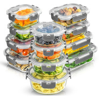 Joyjolt Joyful 24Pc Borosilicate Glass Storage Containers With Lids. 12 Airtight, Freezer Safe Food Storage Containers, Pantry Kitchen Storage Containers, Glass Meal Prep Container For Lunch