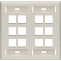 Leviton 42080-12T Quickport Wallplate With Id Window, Dual Gang, 12-Port, Light Almond