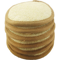 6 Pcs/Set 4""  4"" Natural Exfoliating Face Pad Loofah Sponge Facial Brush - Shower Scrubber - Body Bath Spa For Men & Women, Renewable Resource (Front 100% Loofah + Back 100% Pile Fabrics) Pack Of 6