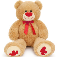 Maogolan Giant Teddy Bear 35"" Stuffed Animal - Red Heart Footprints Big Teddy Bear Plush For Valentines Day Gift,Anniversary,Long Distance