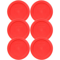 Pyrex 7200-Pc 2-Cup Red Replacement Food Storage Lids - 6 Pack - Original Genuine Pyrex Lids - Made In The Usa