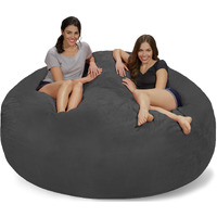Chill Sack Bean Bags Large Bean Bag, 7-Feet, Charcoal Micro Suede