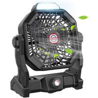 Camping Fan With Led Lantern, 10400 Mah 9 Inch Rechargeable Battery Powered Fan With 270Head Rotation, Stepless Speed And Quiet Battery Operated Tent Fan For Picnic, Barbecue, Fishing, Travel, Home