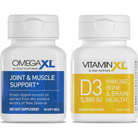 Omegaxl Joint Support Supplement - 60 Softgels & Vitaminxl D3 High Potency Daily Vitamin D 5000 Iu 125Mcg Immune Support Supplement (30 Softgels) - 2 Pack