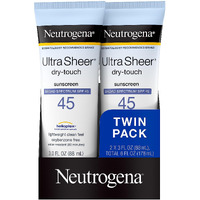 Neutrogena Ultra Sheer Dry-Touch Water Resistant And Non-Greasy Sunscreen Lotion With Broad Spectrum Spf 45, 3 Fl. Oz, (Pack Of 2)