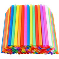 200 Pcs Jumbo Smoothie Straws, Colorful Disposable Plastic Large Wide-Mouthed Milkshake Straw (0.43"" Diameter And 8.2"" Long)