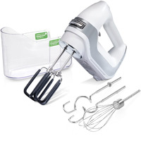 Hamilton Beach Professional 7-Speed Digital Electric Hand Mixer With High-Performance Dc Motor, Slow Start, Snap-On Storage Case, Softscrape Beaters, Whisk, Dough Hooks, White (62656)