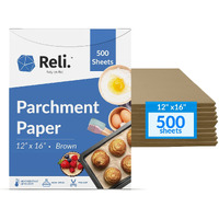 Reli. 500 Pcs Parchment Paper Sheets, Bulk | 12X16 In. | Brown Parchment Sheets/Baking Paper | Non-Stick, Pre-Cut Pan Liners | Brown | Parchment Paper Sheets For Baking, Air Fryer, Grilling
