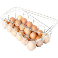 Youngever Plastic Egg Holder, Clear Fridge Organizer With Lid And Handles, 18 Eggs Tray