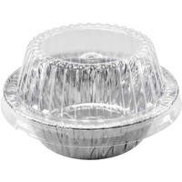 Durable Packaging Disposable 5 3/4"" Aluminum Foil Extra Deep Meat Pot Pie Pan With Clear Snap On Lid - Round Oven Safe Baking Tins (Pack Of 25)