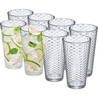 Amazing Abby - Snowflake - 24-Ounce Plastic Tumblers (Set Of 8), Plastic Drinking Glasses, All-Clear Reusable Plastic Cups, Stackable, Bpa-Free, Shatter-Proof, Dishwasher-Safe