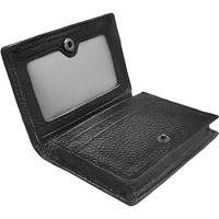 Outrip Genuine Leather Business Card Holder Name Card Case Credit Card Wallet With Id Window Rfid Blocking (Black2)