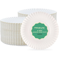 Focusline 6 Inch Paper Plates 1000 Count, White Paper Plates Uncoated, Everyday Disposable Dessert Plates 6"" Small Paper Plates Bulk 1000 Count