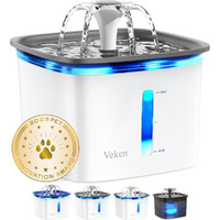 Veken 95Oz/2.8L Pet Fountain, Automatic Cat Water Fountain Dog Water Dispenser With Replacement Filters For Cats, Dogs, Multiple Pets (Grey, Plastic)
