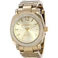 Peugeot Women's Boyfriend Oversized Watch With Swarovski Crystal Studded Bezel And Metal Link Bracelet