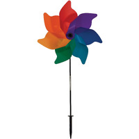 In The Breeze Pinwheel Spinner On Fiberglass Pole, Rainbow Poly Petal Pinwheel, 18-Inches, 2870
