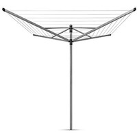 Brabantia Lift-O-Matic Outdoor 4 Arm Clothesline (197 Ft/ 1.8"") Height Adjustable, Folding Clothes Drying Rack + Ground Spike & Cover (Gray)