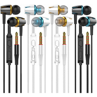 Ynr 4 Packs Wired Earbuds With Microphone & Volume Control, In-Ear Earphones For School, Noise Islating, For 3.5Mm Jack Iphone Ipad Ipod Samsung Google Devices (Black White)