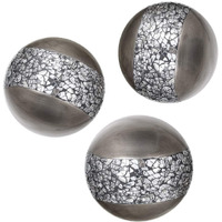 Creative Scents Schonwerk Silver Decorative Orbs For Bowls And Vases (Set Of 3) Resin Sphere Balls For Living, Dining Room, Coffee Table Centerpiece Decor - Great Gift Idea (Crackled Mosaic Design)