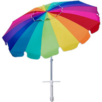 Ammsun 7.5Ft Heavy Duty High Wind Beach Umbrella With Sand Anchor & Tilt Sun Shelter, Uv 50+ Protection Outdoor Umbrellas Sunshade With Carry Bag For Patio Garden Pool Backyard Rainbow