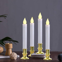 Goothy Christmas Window Candles Lights, Automatic Timer Led Flickering Candles Lights With Gold Base (6/18 Hour Timer), 9'' Led Battery Operated Candles For Indoor Table Party Decor- Set Of 4