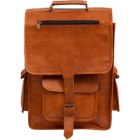 Shy Shy Let's Touch The Sky 16"" Vintage Leather Backpack Laptop Messenger Bag Lightweight College Rucksack Sling For Men Women