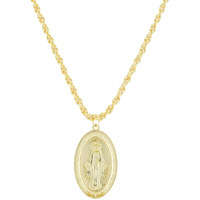 18K Gold Virgin Mary Necklace - Medallion Necklace - Miraculous Medal Coin Necklace For Women Religious Necklace (Gold)