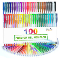 Lineon 100 Pack Gel Pens Set, 50 Colors Gel Pens With 50 Refills Gel Pen Set For Adult Coloring Books Drawing Doodling Art Markers