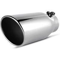 Autosaver88 3.5 Inch Inlet Black Exhaust Tip, 3.5"" Inlet 5"" Outlet 12"" Overall Length Stainless Steel Exhaust Tips Chrome-Plated Finish Tailpipe