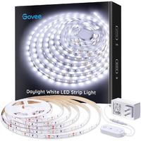 Govee White Led Strip Lights, Upgraded 16.4Ft Dimmable Led Light Strip 6500K Bright Daylight White, Strong Adhesive, 300 Leds Flexible Tape Lights For Mirror, Kitchen Cabinet, Bedroom, Halloween Decor