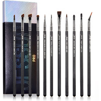 Jessup Eyeliner Brush Set, Professional Eye Liner Makeup Brushes 11Pcs, Angled Flat Definer Ultra Fine Bent Pencil Point Eyeliner Brushes For Precision Liner, T324