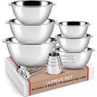 Eatex Stainless Steel Mixing Bowls - Mixing Bowl Set Of 6 - Mixing Bowl Sets For Kitchen Kitchen Nesting Metal Mixing Bowls With Measuring Cups And Spoons - Great For Cooking, Baking Or Salad Prep