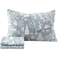 Great Bay Home Flannel Sheet Set Full Size - 100% Turkish Cotton, Double-Brushed, Printed Bed Sheets - Ultra-Soft, Cozy, 4-Piece Bedding Set (Enchanted Woods - Blue)