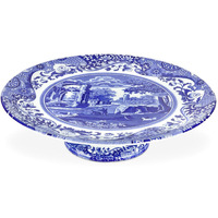 Spode Blue Italian Collection Cake Stand | 10.5 Inch Footed Cake Stand For Parties, Cupcakes, And Dessert Display | Made Of Fine Porcelain | Dishwasher Safe